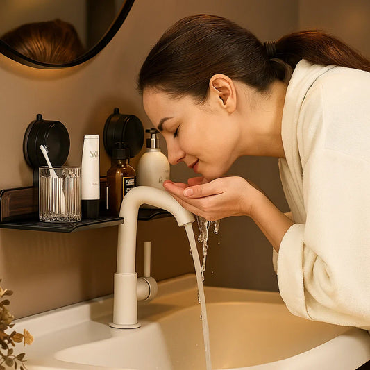 Norvo | Bad sugekopp vask hylle i valnøtt design