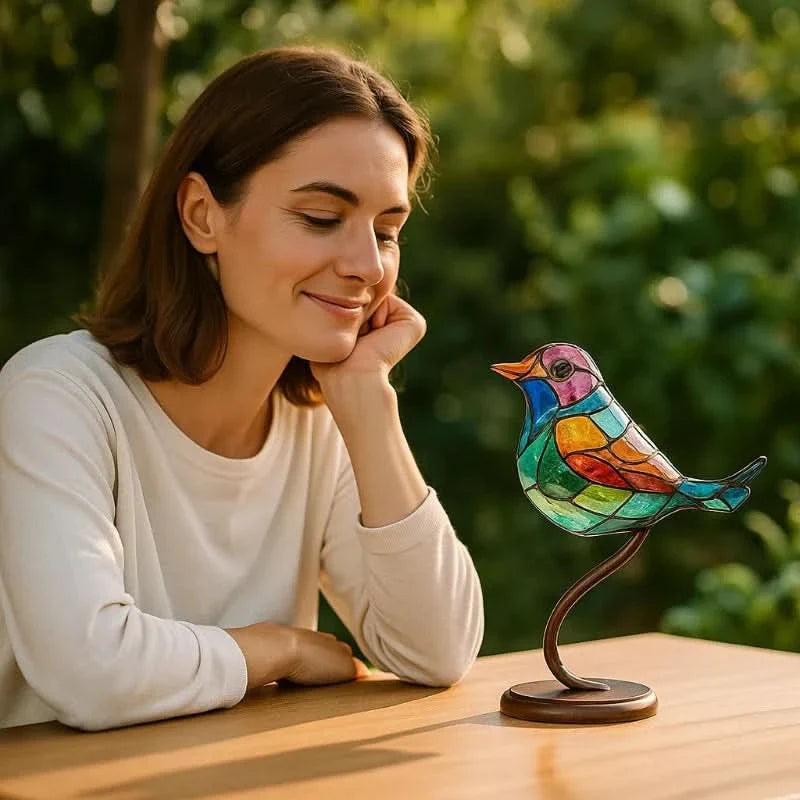 Norvo | Håndlaget fargerik fuglestatue laget av akryl for dekorasjon