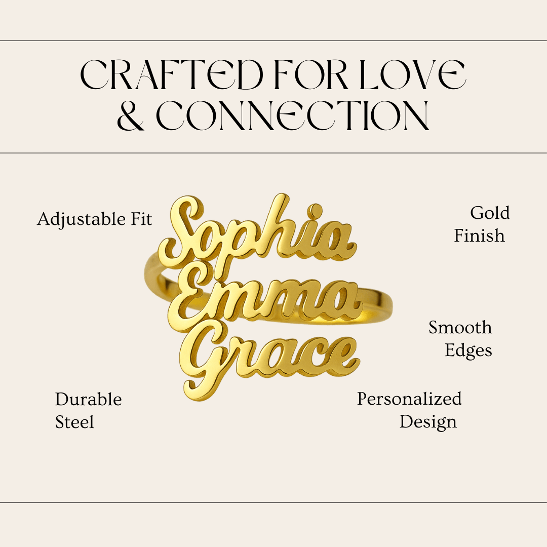 Norvo | AURELION – Tilpassbart Justerbart Gull Rustfritt Stål Navn Ring