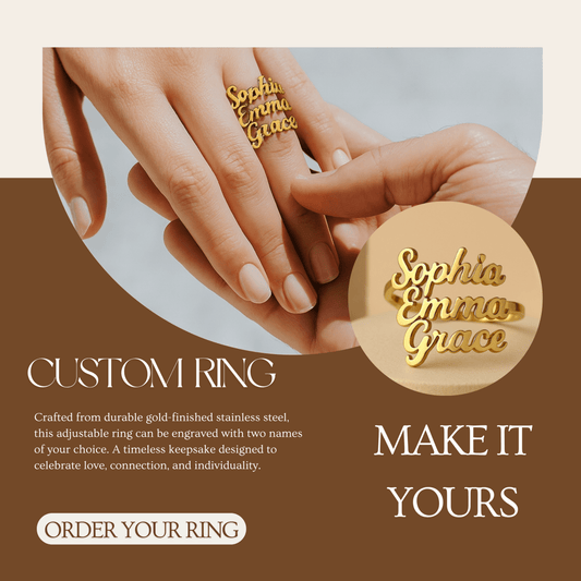 Norvo | AURELION – Tilpassbart Justerbart Gull Rustfritt Stål Navn Ring