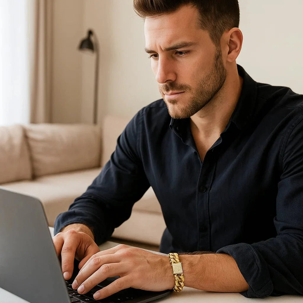 Norvo | AURELIUS – 18K Gullbelagt Cuban Link Armbånd for Menn