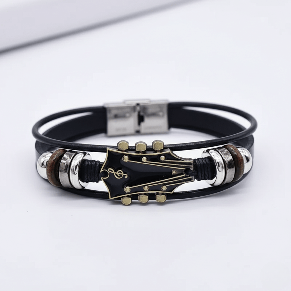 Norvo | AXECHORD – Gitar Læderarmbånd med Vintage-inspirert Design