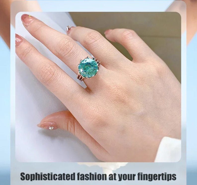 Norvo | 6 Karat Paraiba Blågrønn Lotus Diamant Ring