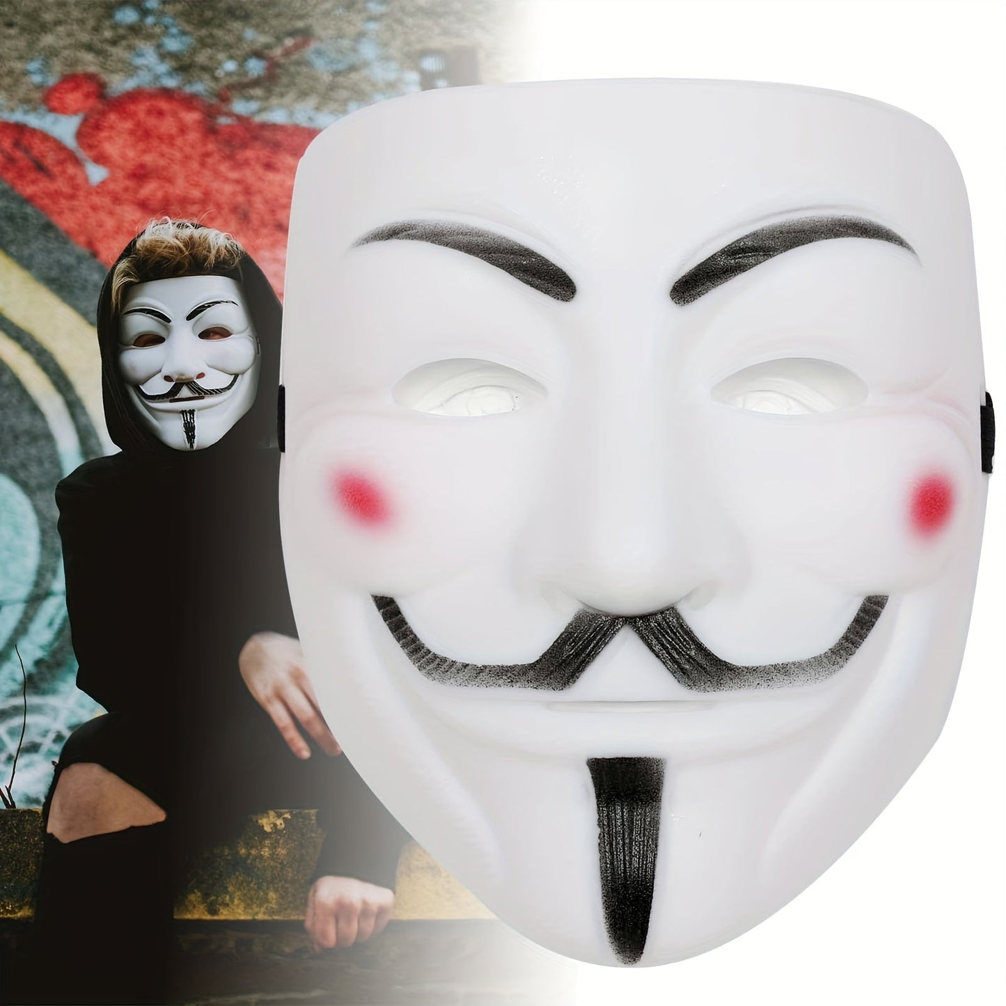 Norvo | Men’s Full Face Plastic Halloween Mask | Anonymous Cosplay