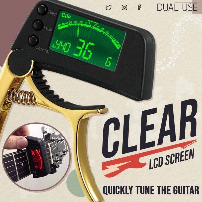 Norvo | DUAL-BRUK GITAR CAPO TUNER MED LCD-SKJERM