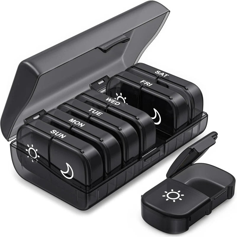 Norvo | AM PM Ukentlig Pilleorganisator – Reisevennlig, Stor Kapasitet & BPA-Fri