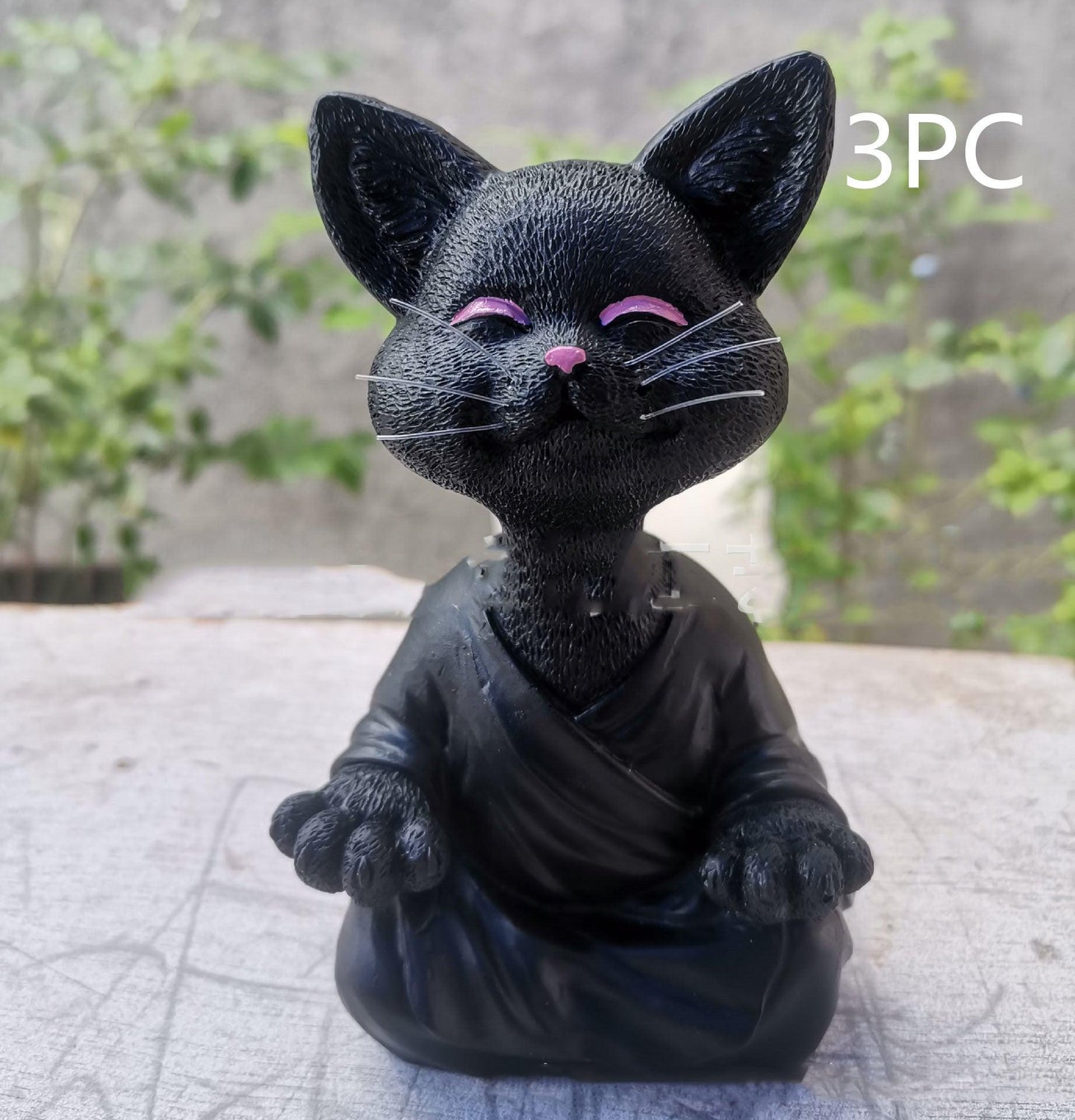 Norvo | Lekker svart Buddha katt figur meditasjon yoga samleobjekt glad katt dekor hjem hagedekorasjon hageornament