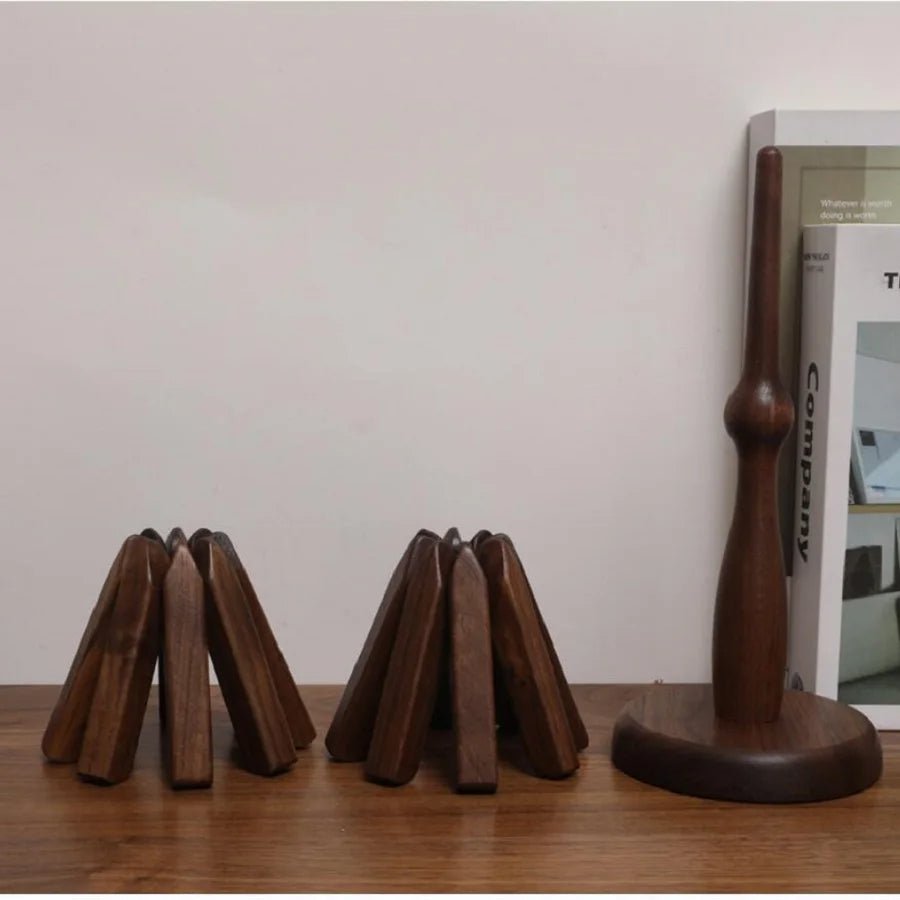 Norvo | Sammenleggbart Gryteunderlag i Sort Valnøtt – Juletre Coastere & Kjøkkenpynt