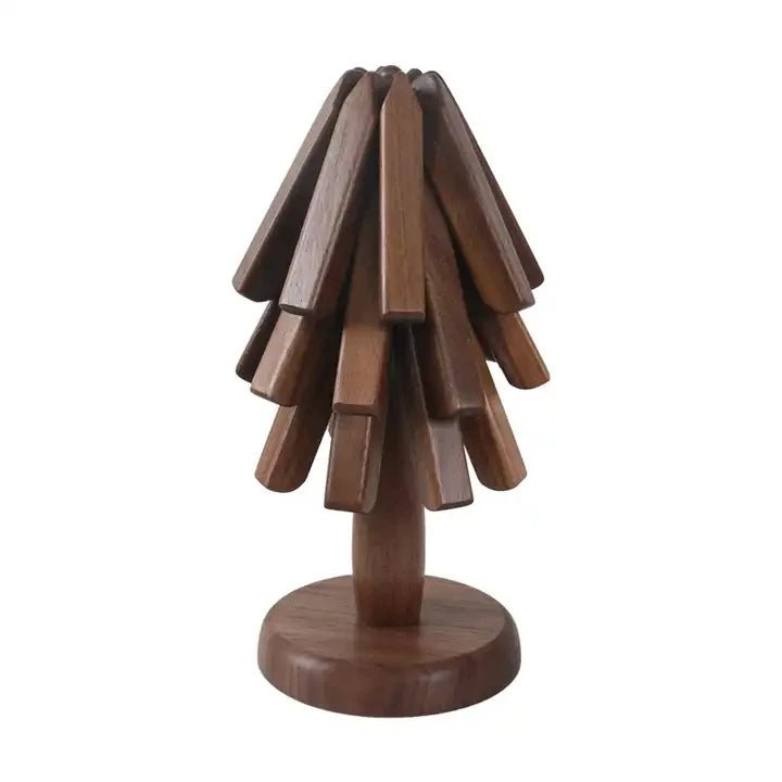 Norvo | Sammenleggbart Gryteunderlag i Sort Valnøtt – Juletre Coastere & Kjøkkenpynt