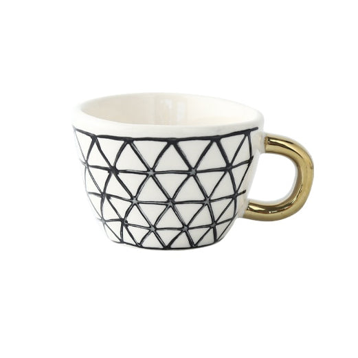 Norvo | Cup med abstrakt geometrisk mønster og gullhåndtak