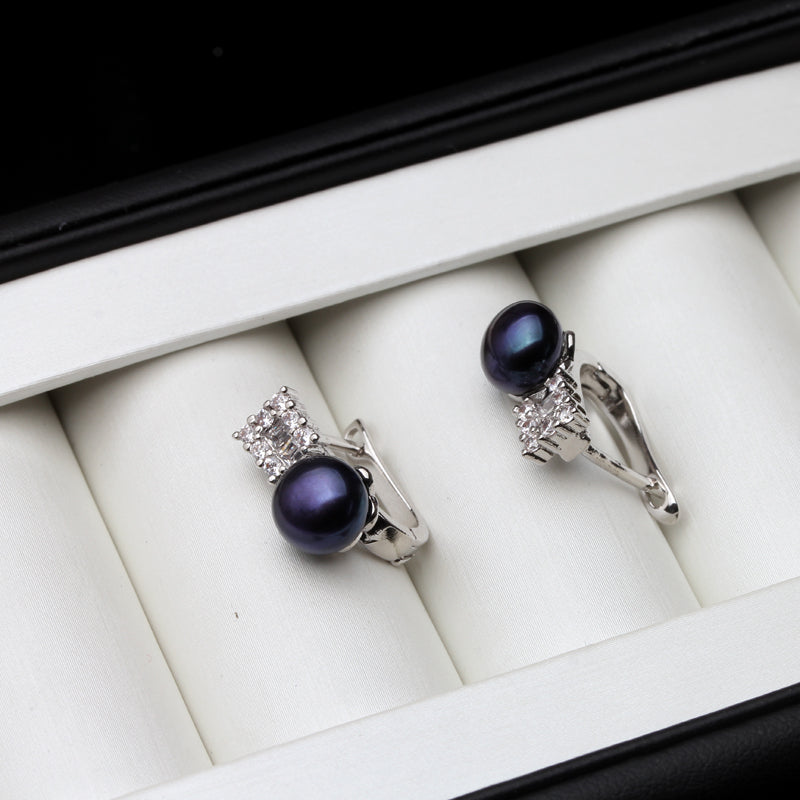 Norvo | Fashion Naturlig ferskvanns svart perle øreklipp