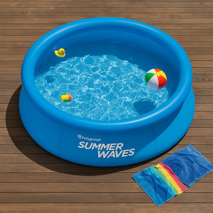 Norvo | WaterJoy Oppblåsbar Basseng – Ø244 cm Basseng med Kant og Filterpumpe (2,074 Liter)