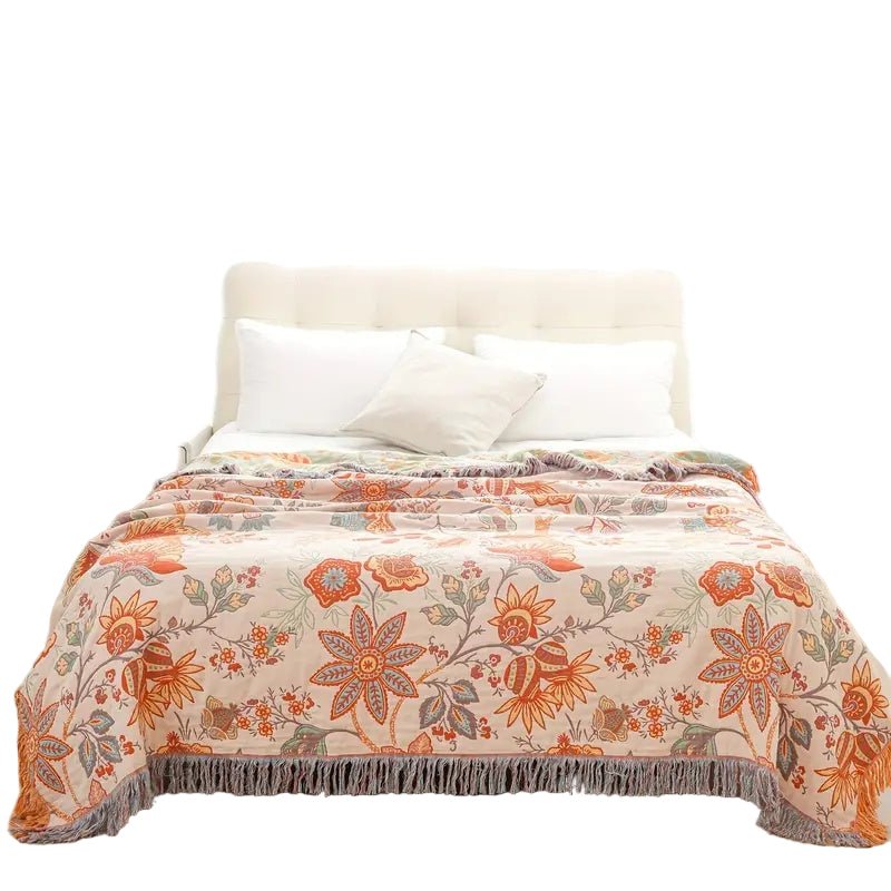 Norvo | Boho-Chic – Bomullspledd med blomstret boho-mønster