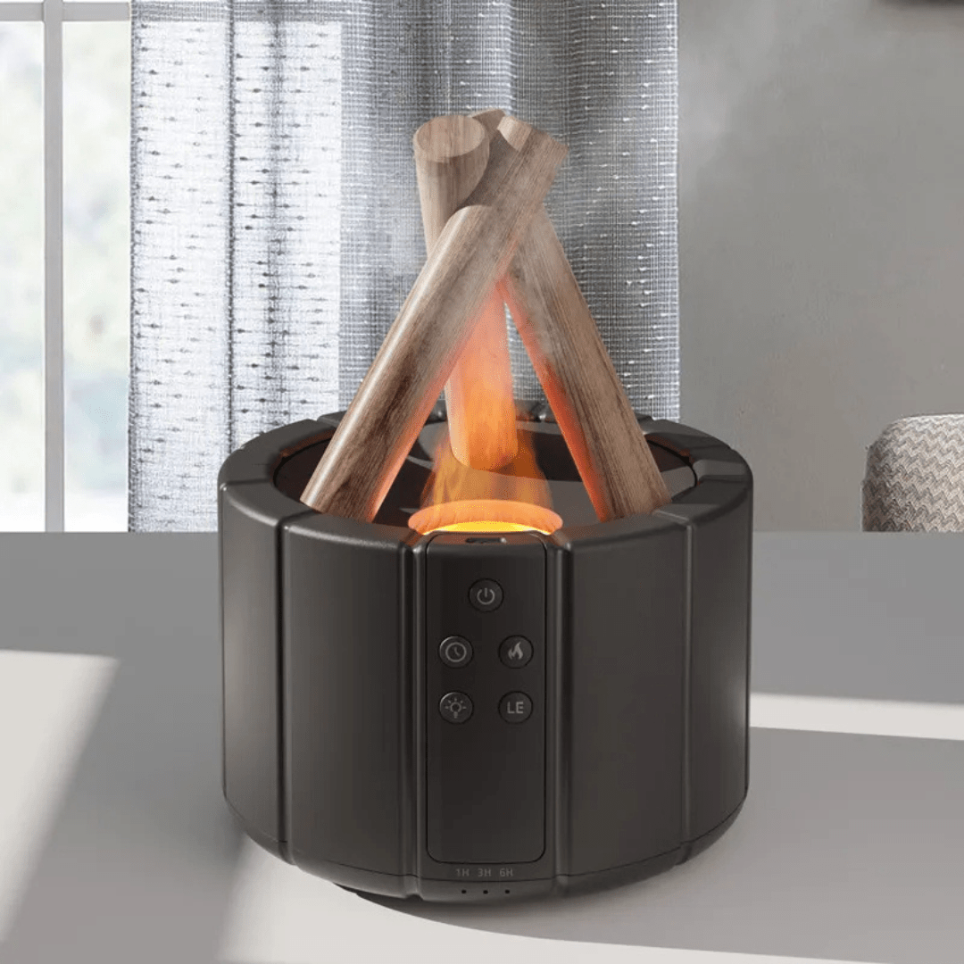 Norvo | AuroMist Ultralyd Flamme Luftfukter | Koselig bål lys luftfukter med aromaterapi funksjon