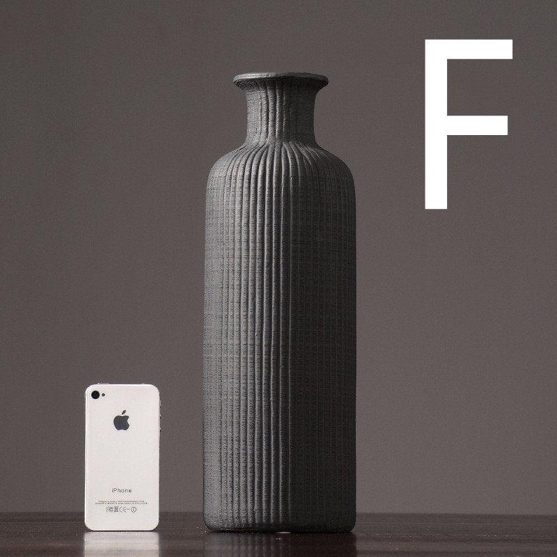 Norvo | Brun Beige Grå Keramikk Blomstervase Potte │ Hjemdekorasjonsartikkel