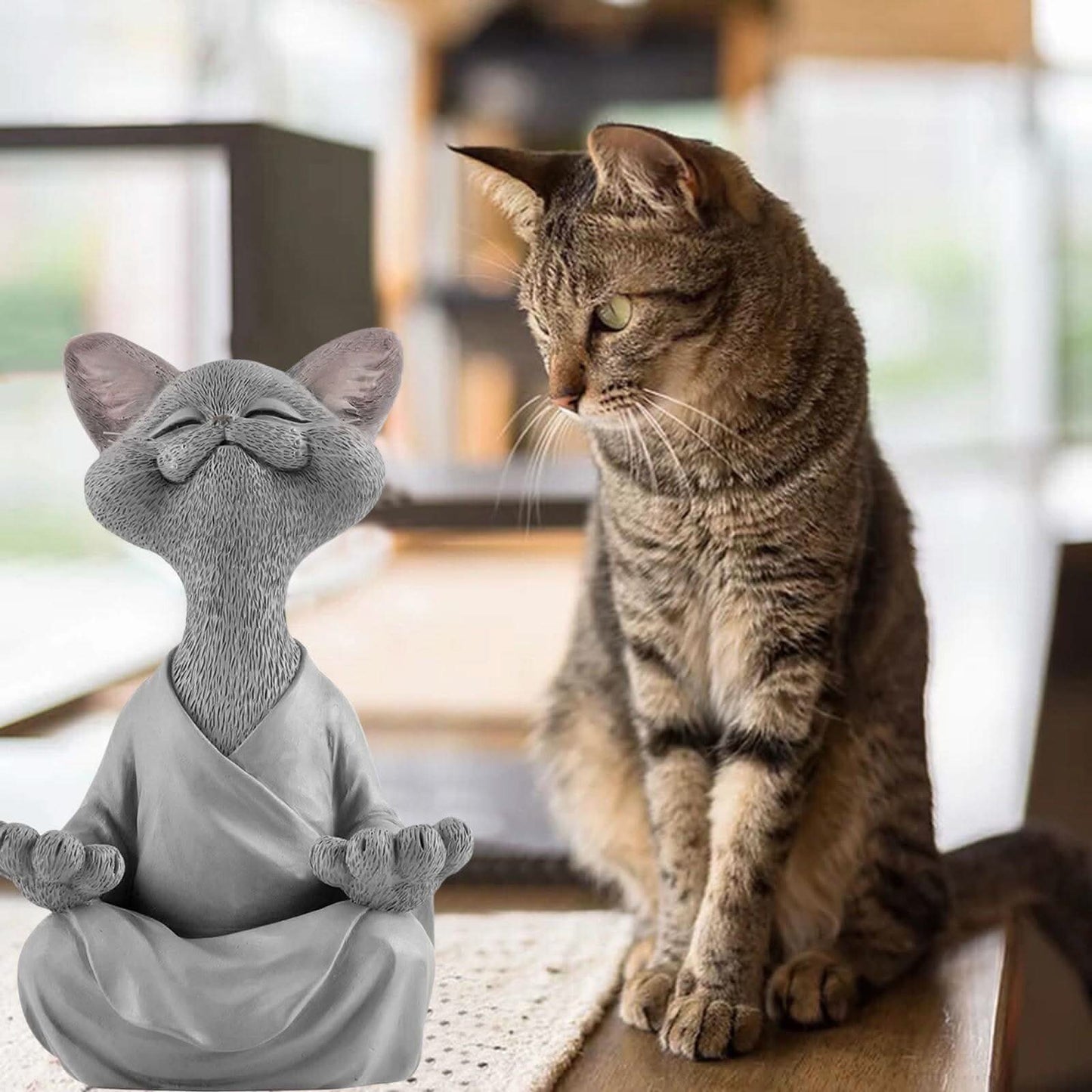 Norvo | Buddha Cat Figurine – Zen Garden Dekorasjon