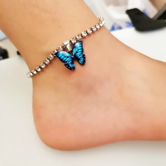 Norvo | Butterfly Rhinestone Anklet