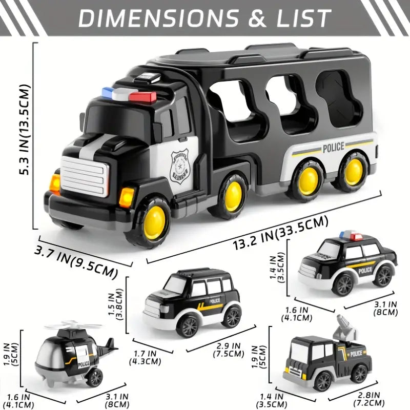 Norvo | RescueForce Truck | La ditt småbarn oppleve heroiske redningsoppdrag - Politibil leketøy med friksjonsteknologi