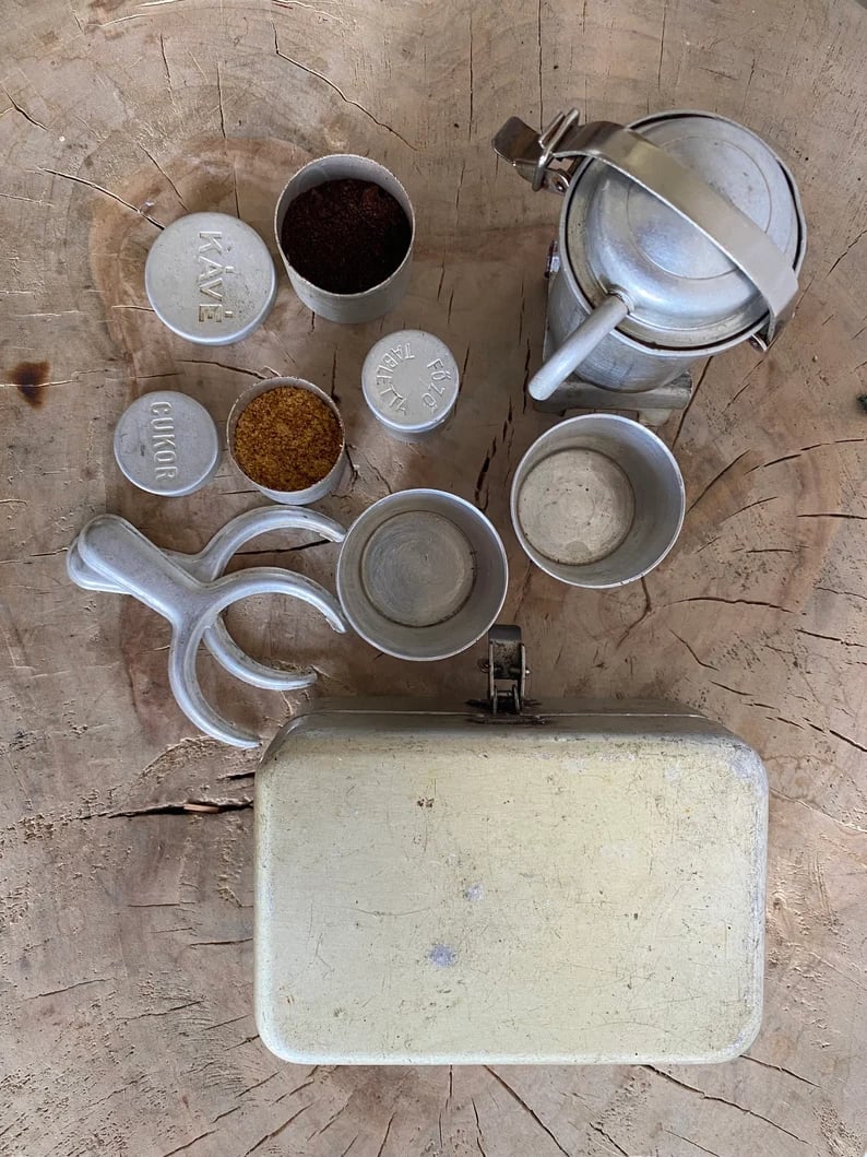 Norvo | Bærbar Kaffe Bryggesett | Kompakt Reise Espresso Maskin | Vintage Stil