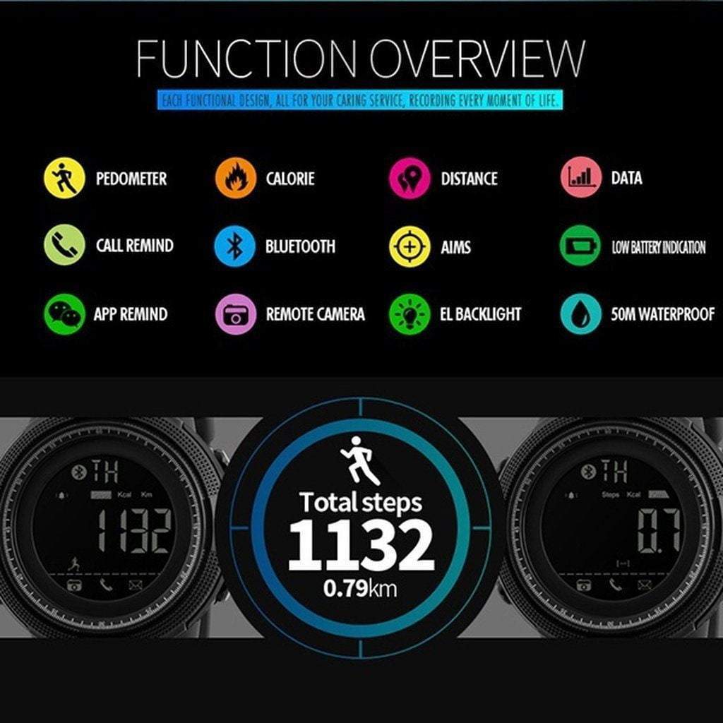 Norvo | Menn Smart Chrono Kalorier Pedometer Multi-Funksjoner Sports Klokker