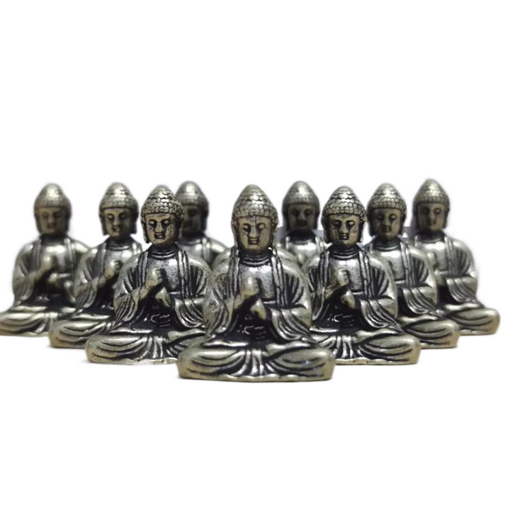 Norvo | 10 deler mini messing sittende Buddha statue figur for reise buddhisme tilbedelse hjem kontor skrivebord dekorasjon