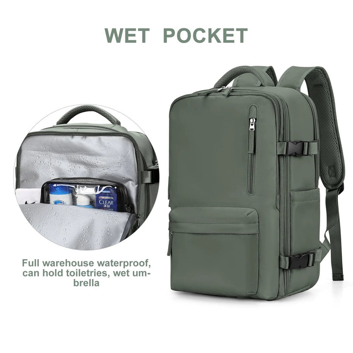 Norvo | Travelliva Kvinners Reise Ryggsekk 35 L | Vanntett & med USB-port | Tyverisikker & Skorom | For Fotturer, Daglig Bruk & Reise