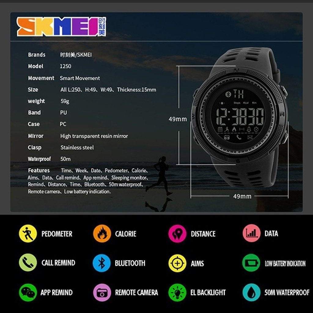 Norvo | Menn Smart Chrono Kalorier Pedometer Multi-Funksjoner Sports Klokker