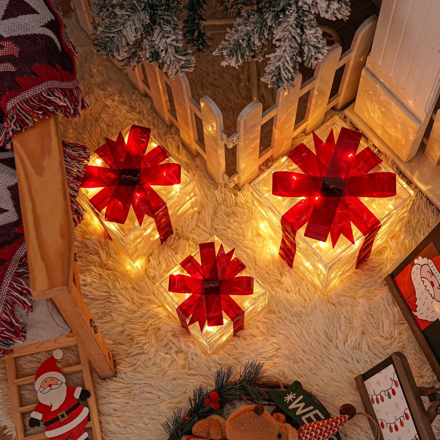 Norvo | GlowBox – LED Gaveesker Sett for Juledekorasjon (3 Stykker)