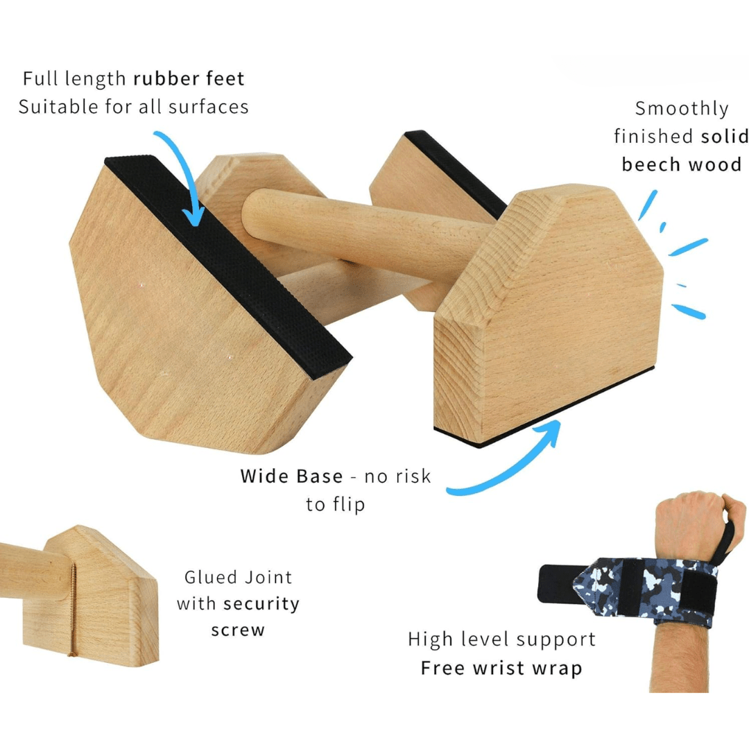 Norvo | Calisthenics Power Bars – Antiskli Tre Parallettes – Push-Ups, Dips & L-Sit – Stabil & Ergonomisk Treningsutstyr