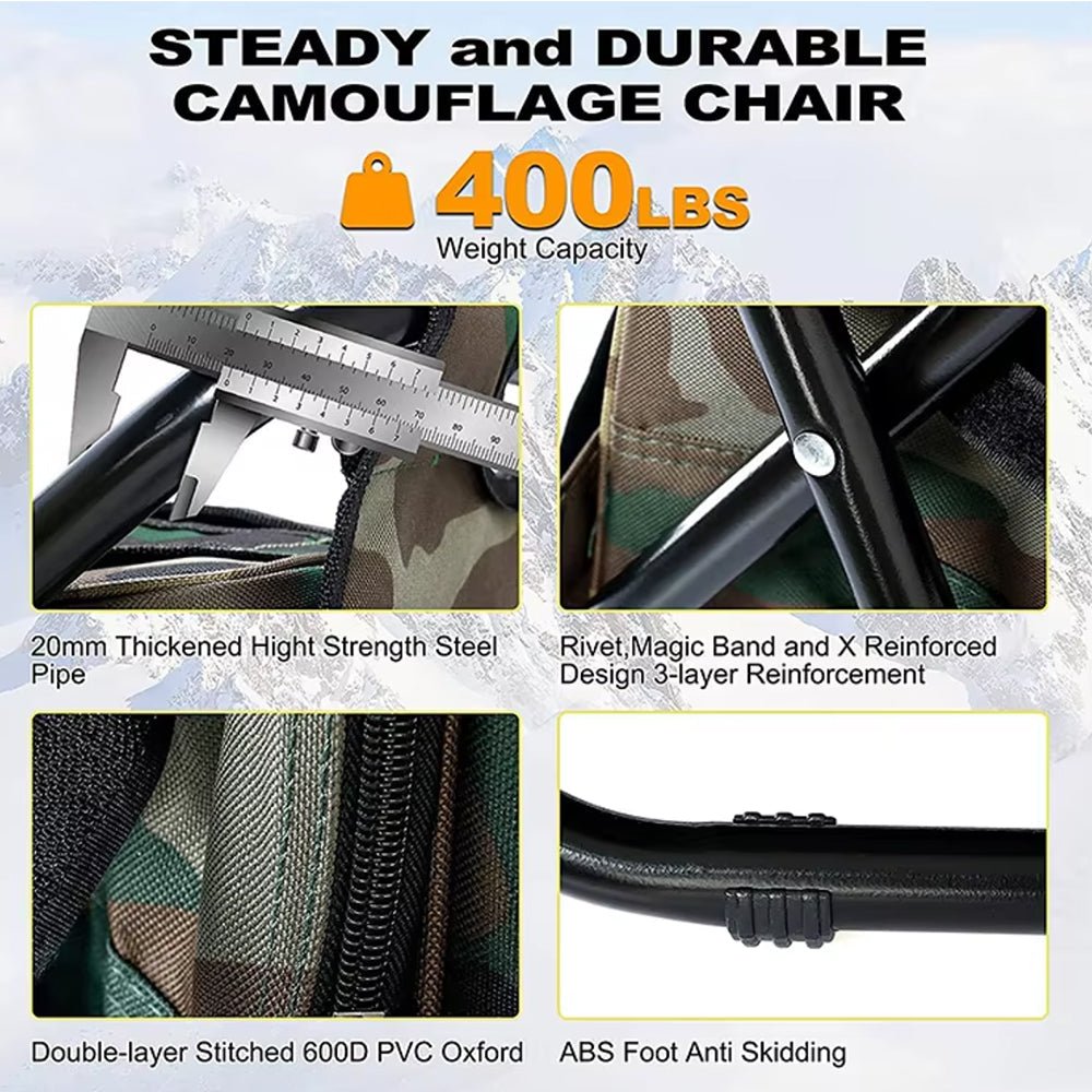 Norvo | Camochair Pack – 3-i-1 Ryggsekk, Kjøler & Sammenleggbart Stol for Utendørs Eventyr