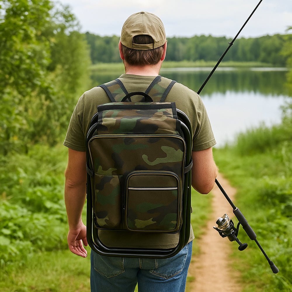 Norvo | Camochair Pack – 3-i-1 Ryggsekk, Kjøler & Sammenleggbart Stol for Utendørs Eventyr