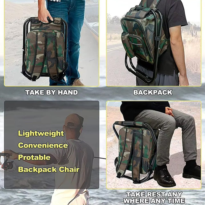Norvo | Camochair Pack – 3-i-1 Ryggsekk, Kjøler & Sammenleggbart Stol for Utendørs Eventyr