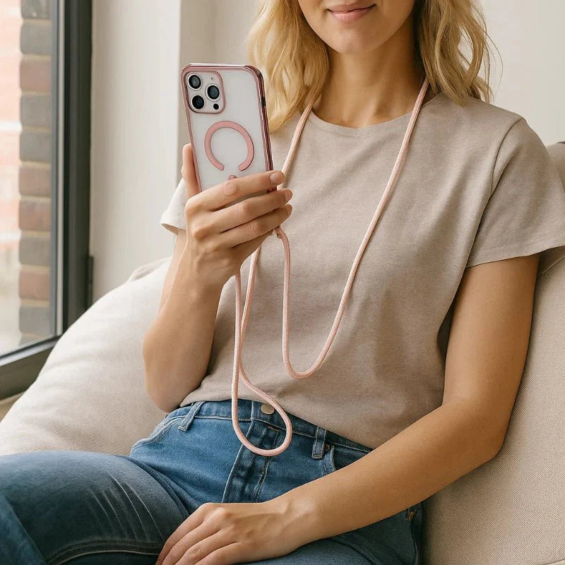 Norvo | CarryLink – Justerbar telefonhalsrem med klar MagSafe-deksel