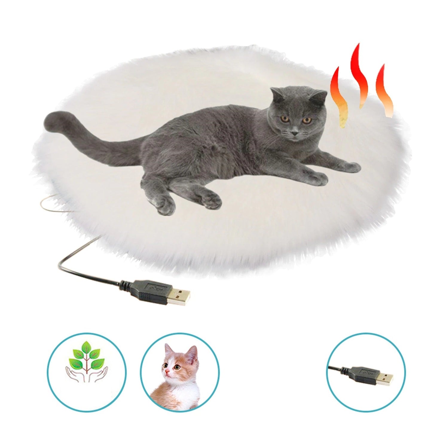 Norvo | USB oppvarmet pelskatt seng - Konstant temperatur & Portable vinterpute