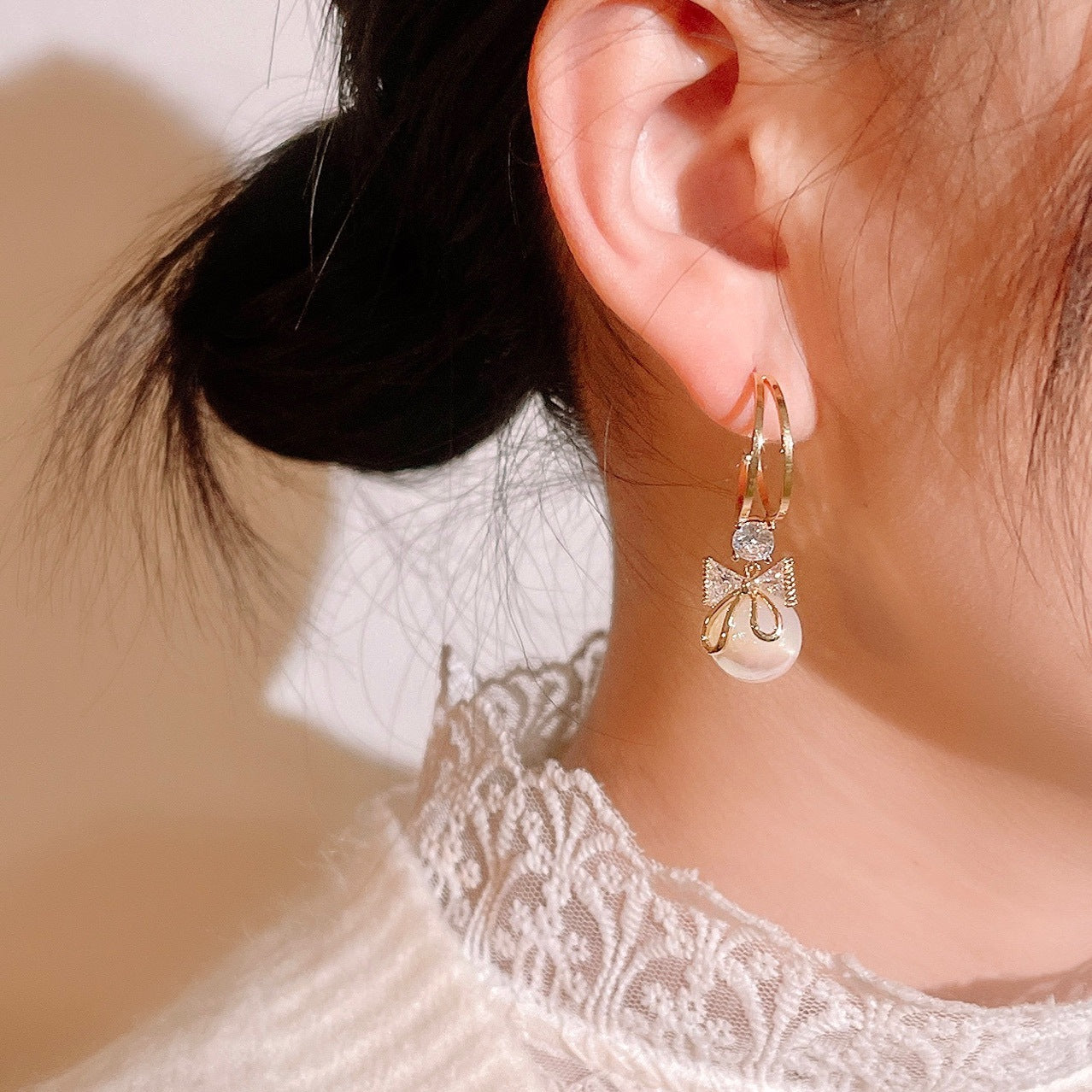 Norvo | Bow Pearl Øredobber