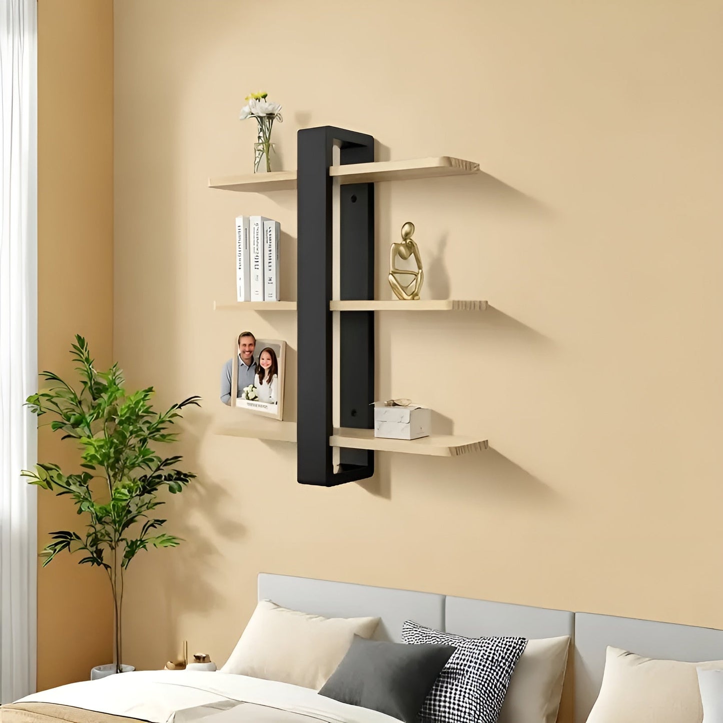 Norvo | NordWood Vegghylle | Solid Furu | 3 Nivåer | Plassbesparende & Dekorativ | Naturlig Tre