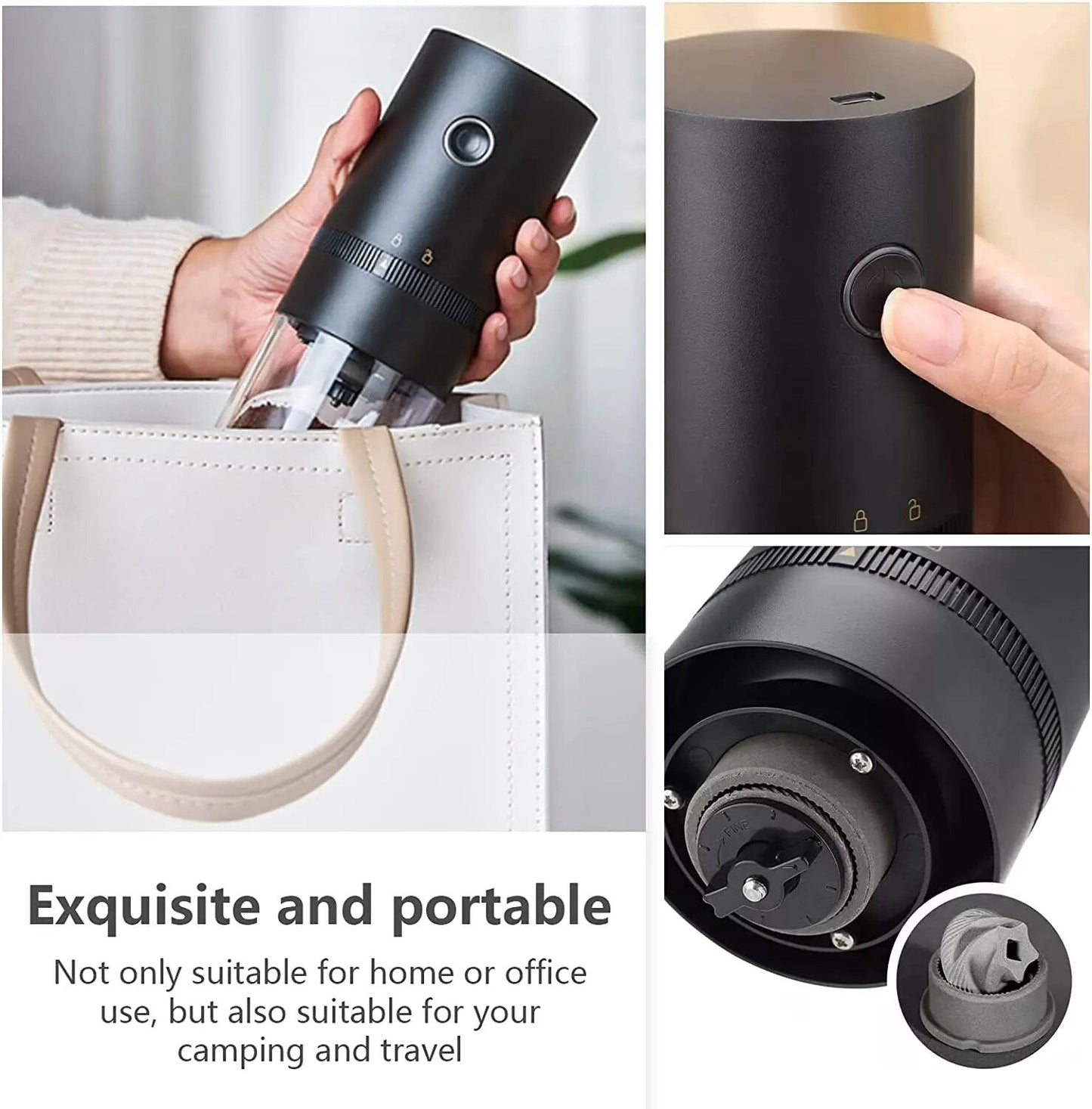 Norvo | Bærbar Elektrisk Kaffekvern med USB Type-C Lading & Keramisk Kvern