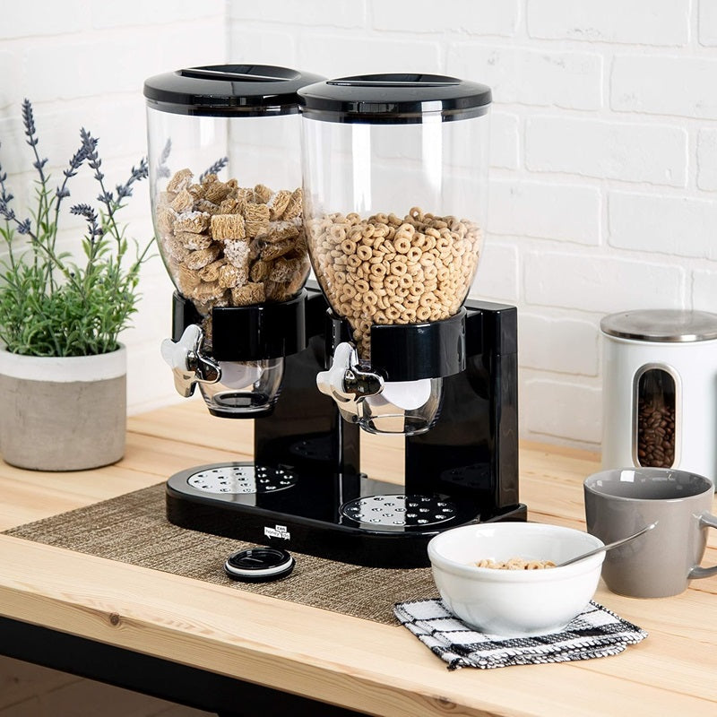 Norvo | Dual Cereal Dispenser, Tørr matlagringsbeholder for enkel dispensing