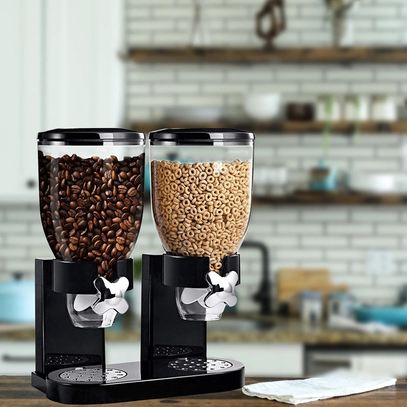 Norvo | Dual Cereal Dispenser, Tørr matlagringsbeholder for enkel dispensing
