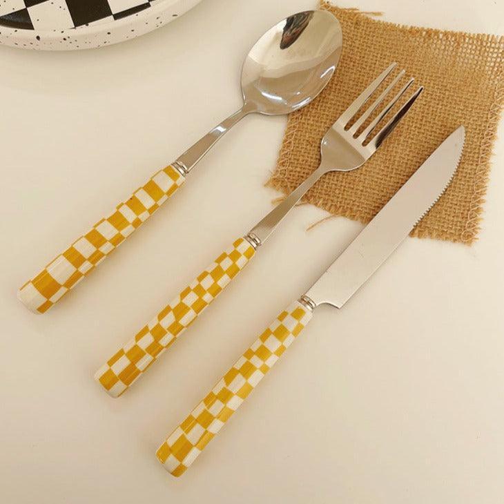 Norvo | RetroChef – Stilfullt bestikk i rustfritt stål med sjakkmønster