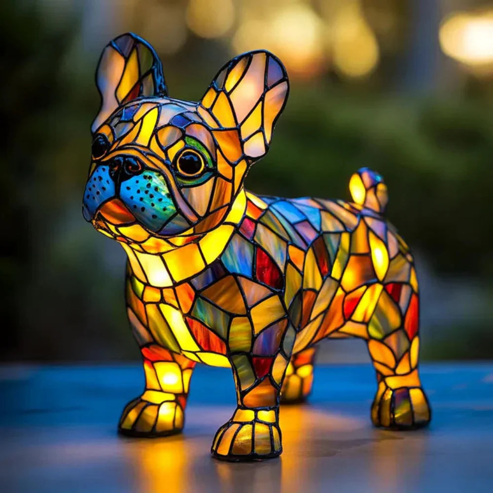 Norvo | Farget Glass Hund Bordlampe Beste Tiffany Stil Kjæledyr Dyr Hjem Dekor