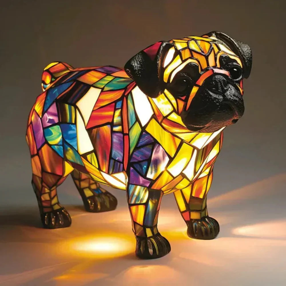 Norvo | Farget Glass Hund Bordlampe Beste Tiffany Stil Kjæledyr Dyr Hjem Dekor