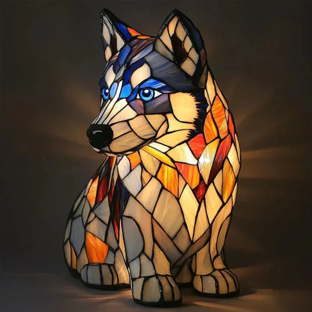 Norvo | Farget Glass Hund Bordlampe Beste Tiffany Stil Kjæledyr Dyr Hjem Dekor