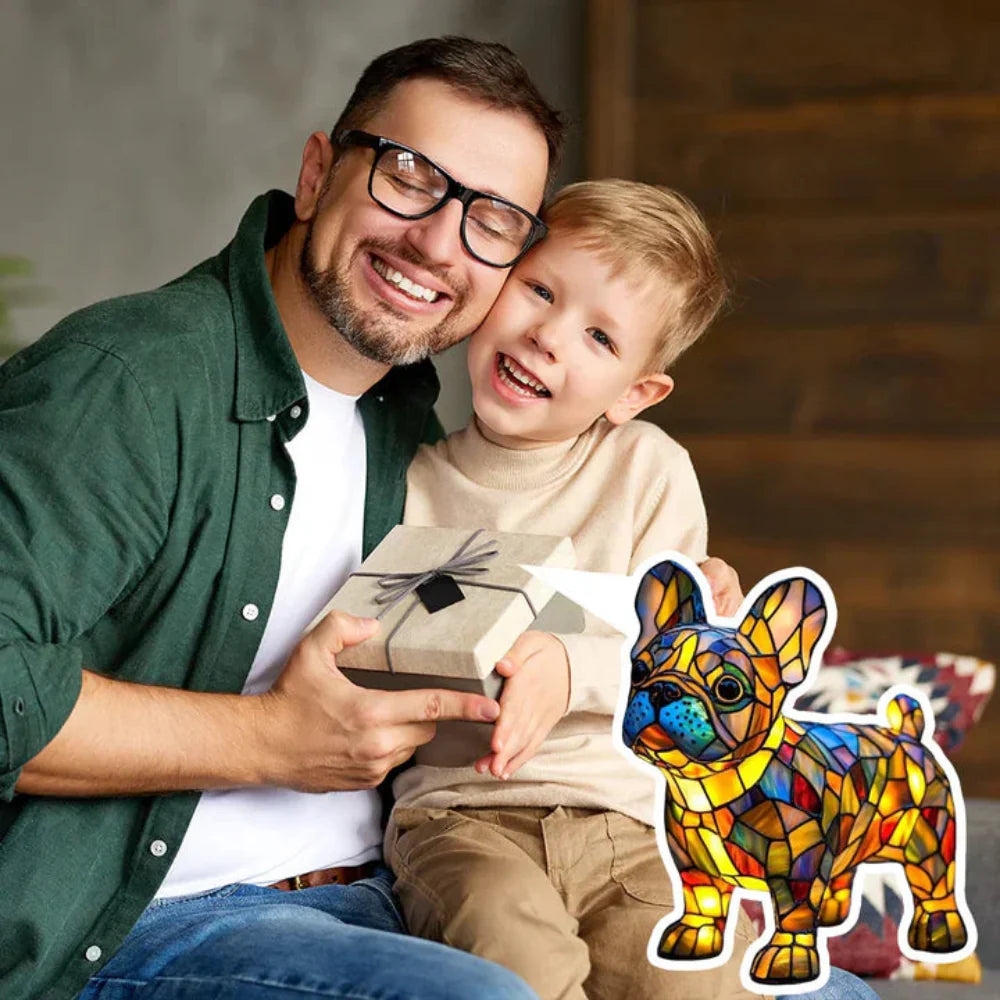 Norvo | Farget Glass Hund Bordlampe Beste Tiffany Stil Kjæledyr Dyr Hjem Dekor