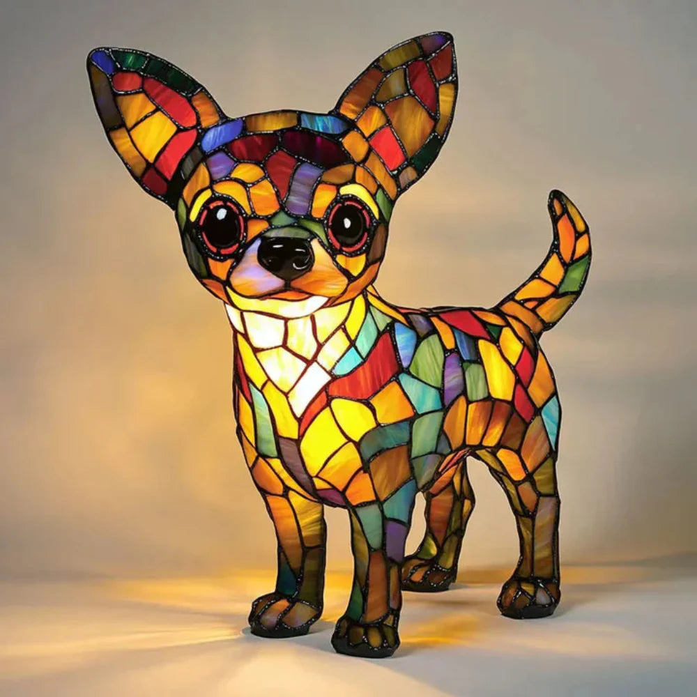 Norvo | Farget Glass Hund Bordlampe Beste Tiffany Stil Kjæledyr Dyr Hjem Dekor