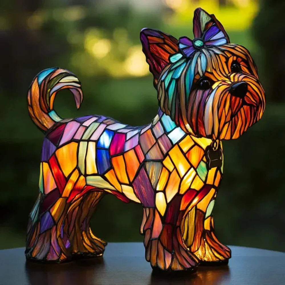 Norvo | Farget Glass Hund Bordlampe Beste Tiffany Stil Kjæledyr Dyr Hjem Dekor