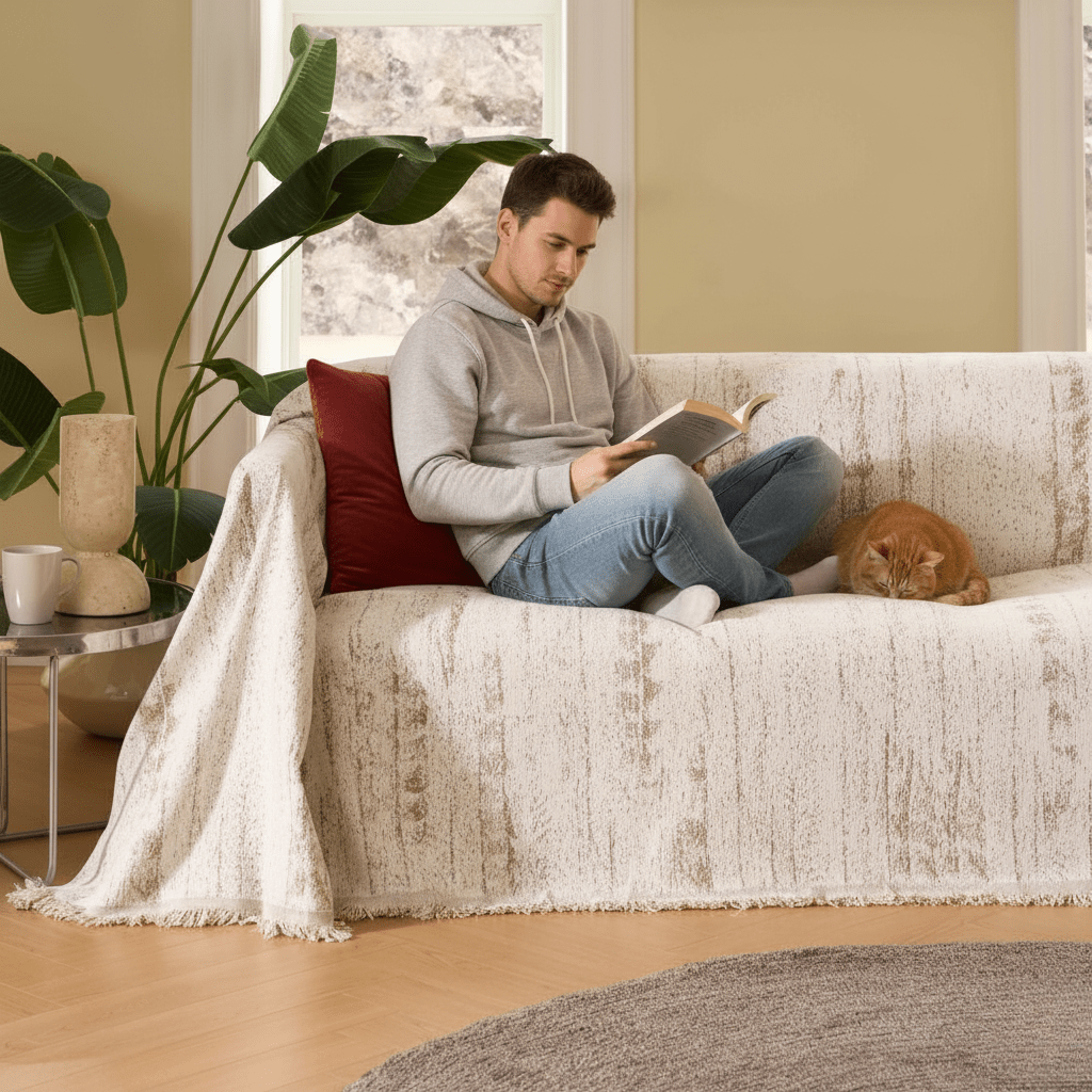 Norvo | CHENILUX – Elegant Chenille Sofa Cover for Protection & Style