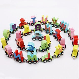 Norvo | EcoToys Puslespill Tog | Fargerik moro - Pedagogisk tre tog med bokstaver og tall