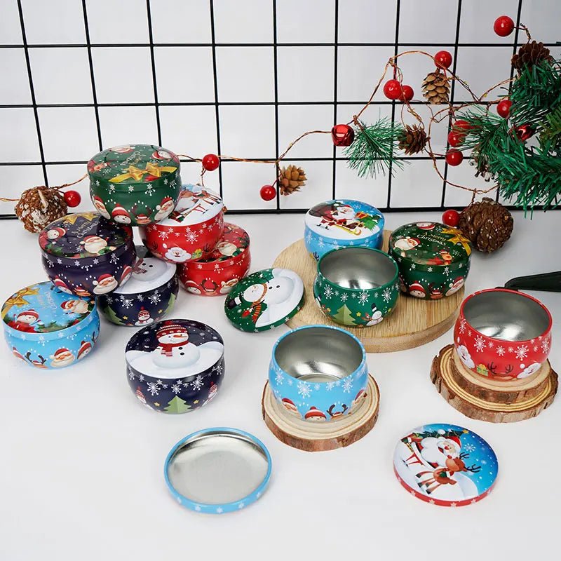 Norvo | Juletelys Rund Boks Sett med 12 – Perfekt for Godteri, Festdekor, eller DIY Håndlagde Lys – Metalkontainer med Lokk (2,2oz)