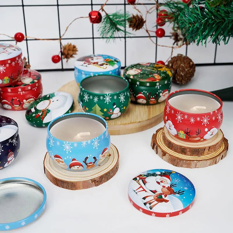 Norvo | Juletelys Rund Boks Sett med 12 – Perfekt for Godteri, Festdekor, eller DIY Håndlagde Lys – Metalkontainer med Lokk (2,2oz)